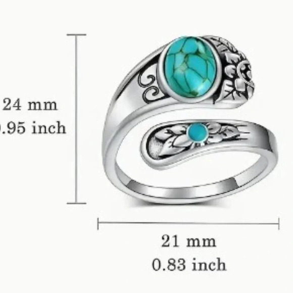 NWT Stunning Turquoise Statement Ring Vintage-Inspired Victorian Design Size 7 - Picture 3 of 8